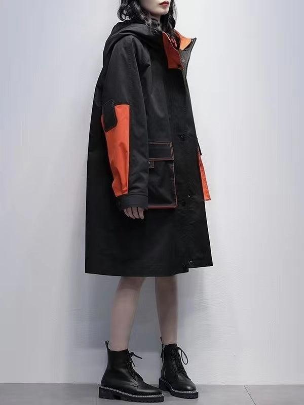 Mojoyce-Casual Hooded Contrast Color Padded Coat