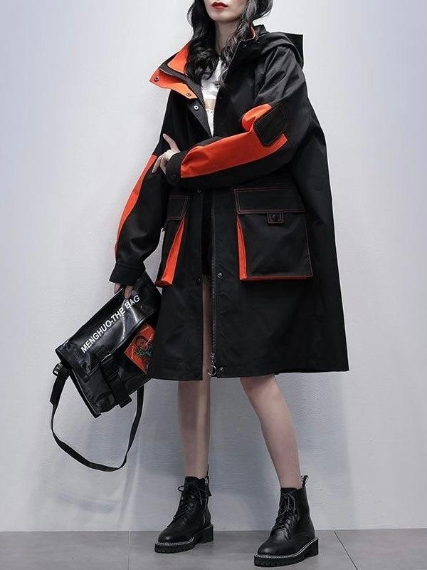 Mojoyce-Casual Hooded Contrast Color Padded Coat