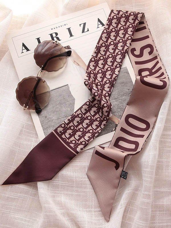 Mojoyce-Original Flower&Letter Print Hair Band&Silk Scarf