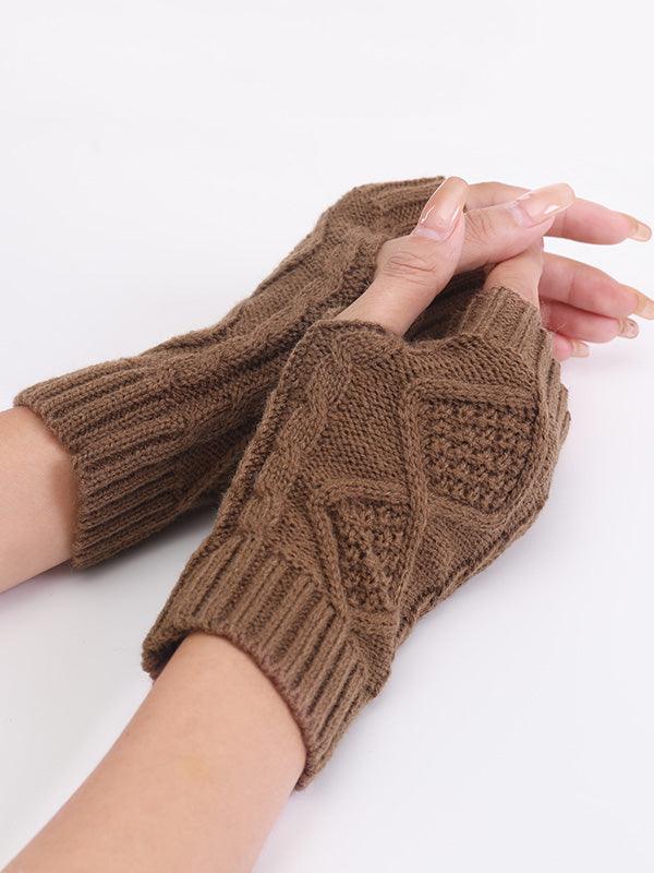 Mojoyce-Simple 9 Colors Jacquard Knitting Gloves