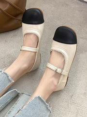 Mojoyce-Leisure Fashion Contrast Color Split-Joint Flat Heel Loafer Shoes