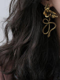 Mojoyce-Retro Stylish Rose Snake Shape Long Earrings Accessories