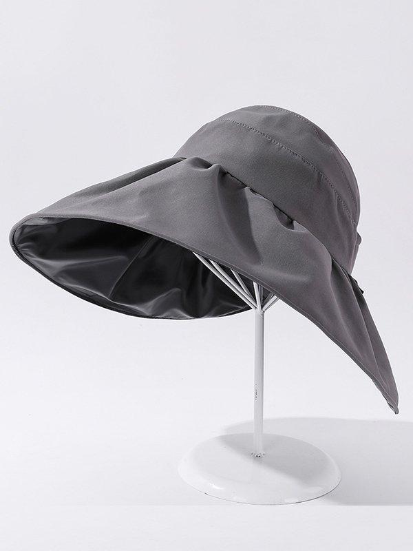 Mojoyce-Casual Solid Color Hole Sun-Protection Hat