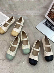 Mojoyce-Leisure Fashion Contrast Color Split-Joint Flat Heel Loafer Shoes