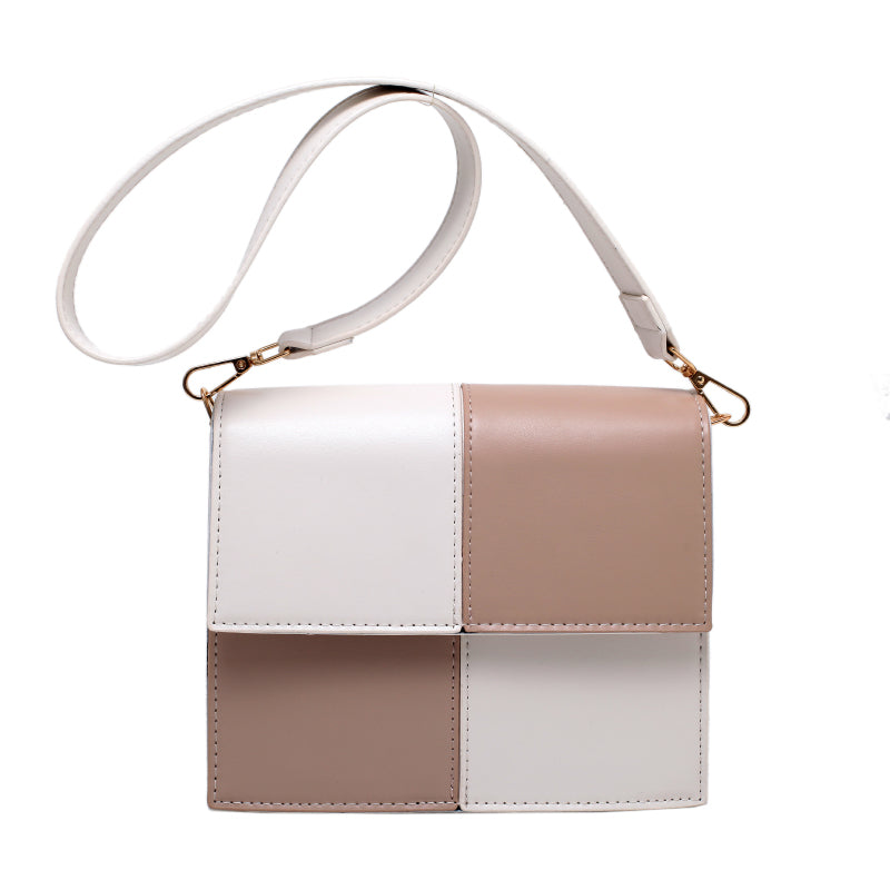 MOJOYCE-Contrast Stitching Square Shoulder Bag