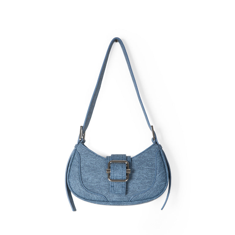 MOJOYCE-Buckled Strap Pu Leather Shoulder Bag