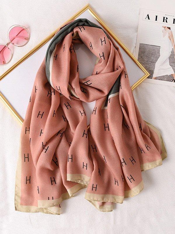 Mojoyce-H Print Warm Sun-Proof Silk Scarf