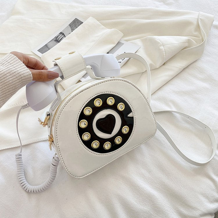 MOJOYCE-Telephone Shaped PU Leather Shoulder Bag