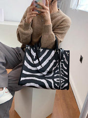 Mojoyce-Original Casual Zebra Striped Tote Bag