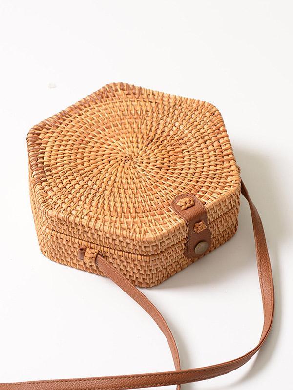 Mojoyce-Hexagon Basket Style Bohemia Little Bag