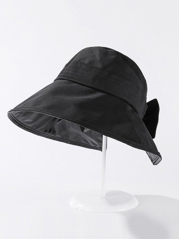 Mojoyce-Casual Solid Color Bow-Embellished Sun Protection Hats