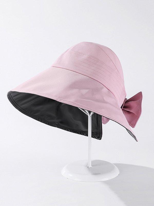 Mojoyce-Casual Solid Color Bow-Embellished Sun Protection Hats