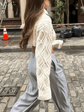 Mojoyce-Cable Knit Cropped Sweater