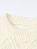 Mojoyce-Cable Knit Cropped Sweater