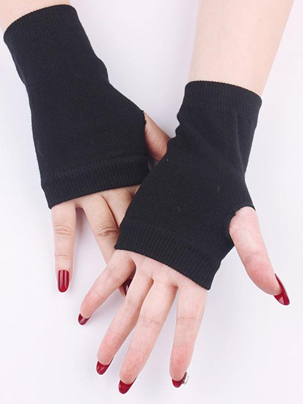 Mojoyce-Simple Solid Color Knitting Gloves