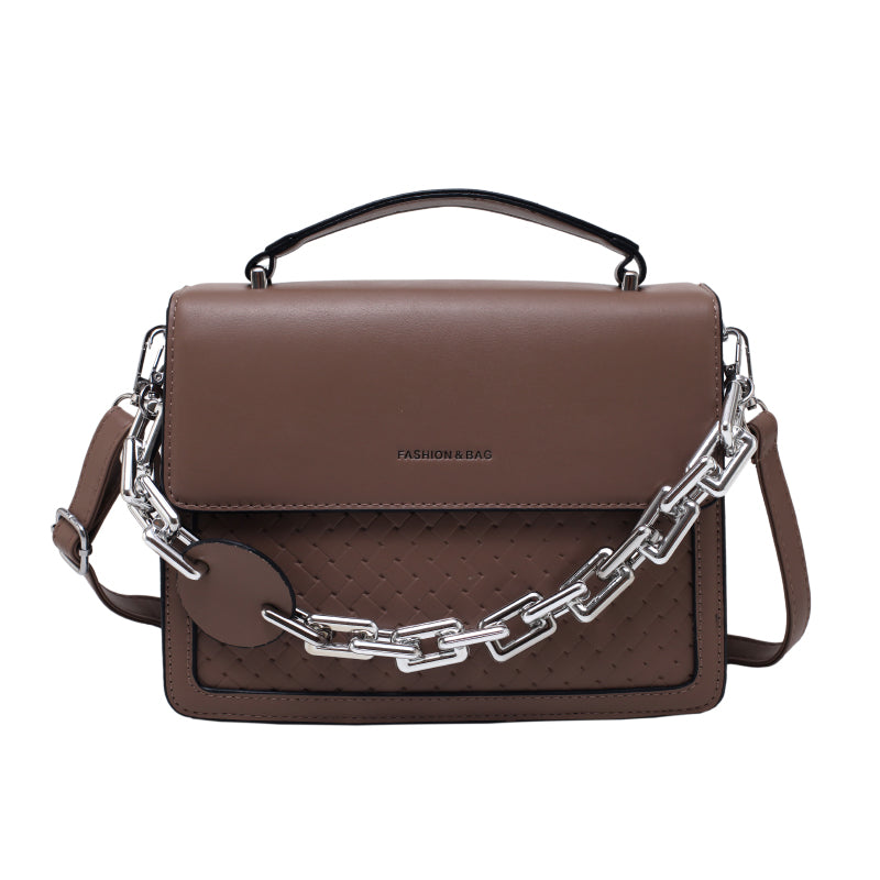 MOJOYCE-Solid Color Letter Flap Organ Crossbody Bag