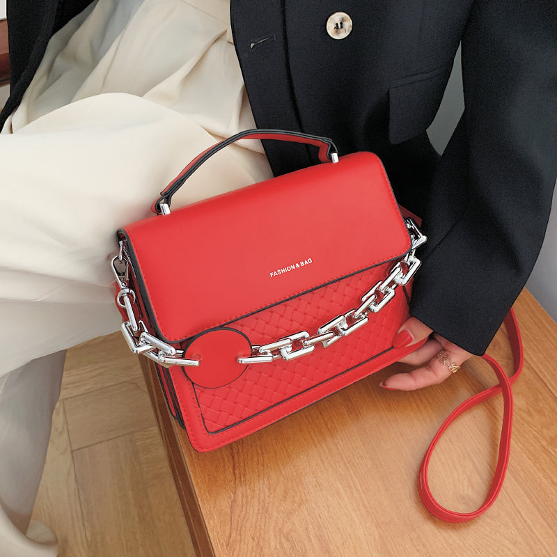 MOJOYCE-Solid Color Letter Flap Organ Crossbody Bag