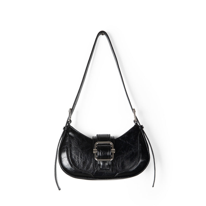 MOJOYCE-Buckled Strap Pu Leather Shoulder Bag