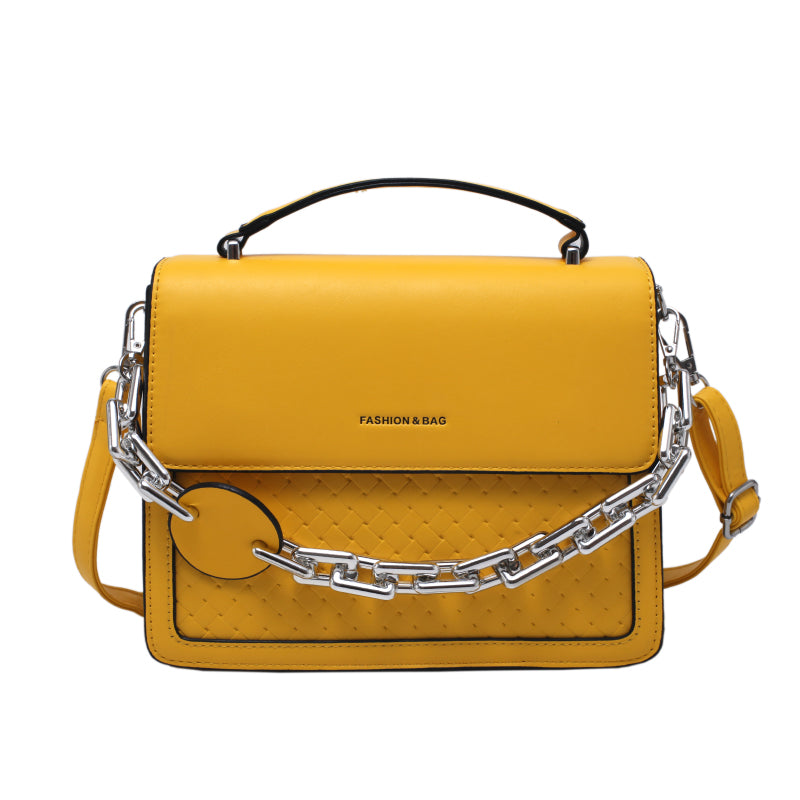 MOJOYCE-Solid Color Letter Flap Organ Crossbody Bag