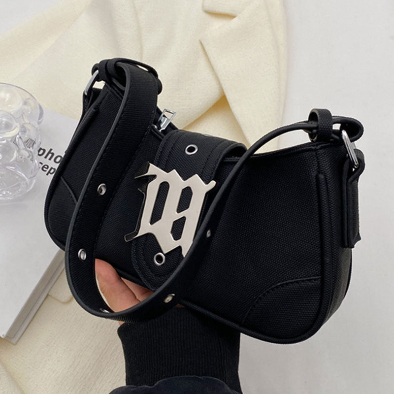 MOJOYCE-Metal Letter Buckled Crossbody Bag