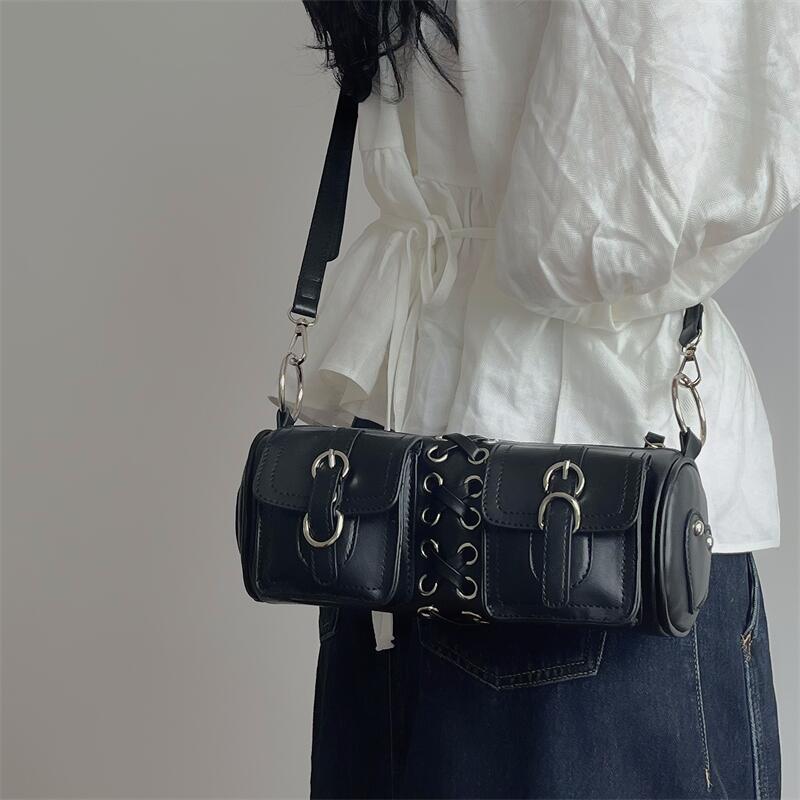 MOJOYCE-Pu Leather Ties Y2K Crossbody Bag