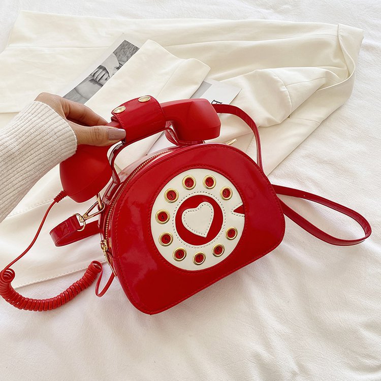 MOJOYCE-Telephone Shaped PU Leather Shoulder Bag