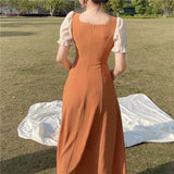 MOJOYCE-Women Summer Sexy y2k Fairy Dress Casual Loose Dress Orange Fairy Core Dress