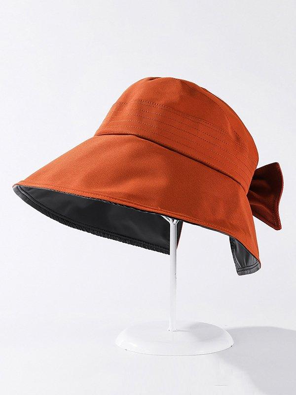 Mojoyce-Casual Solid Color Bow-Embellished Sun Protection Hats