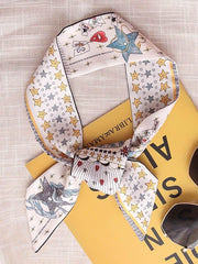 Mojoyce-Original Flower&Letter Print Hair Band&Silk Scarf