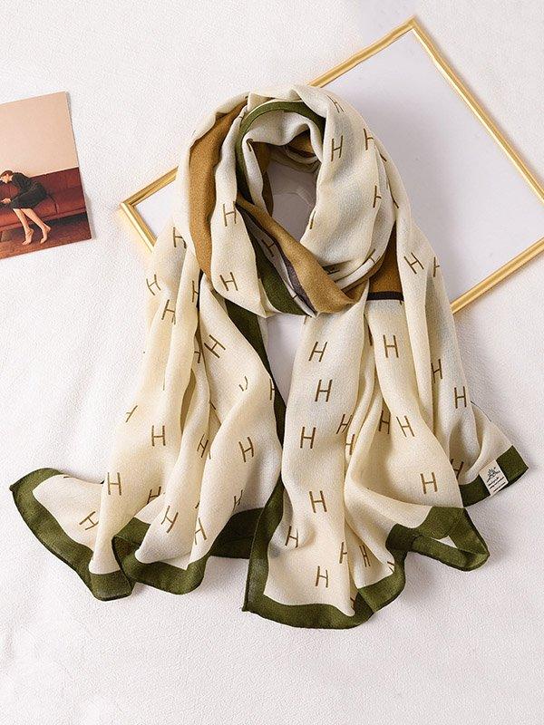 Mojoyce-H Print Warm Sun-Proof Silk Scarf