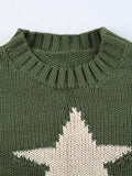 Mojoyce-Vintage Star Jacquard Cropped Sweater