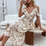 MOJOYCE-Women Summer Sexy y2k Fairy Dress Casual Loose Dress Off Shoulder Floral Print Summer Dress
