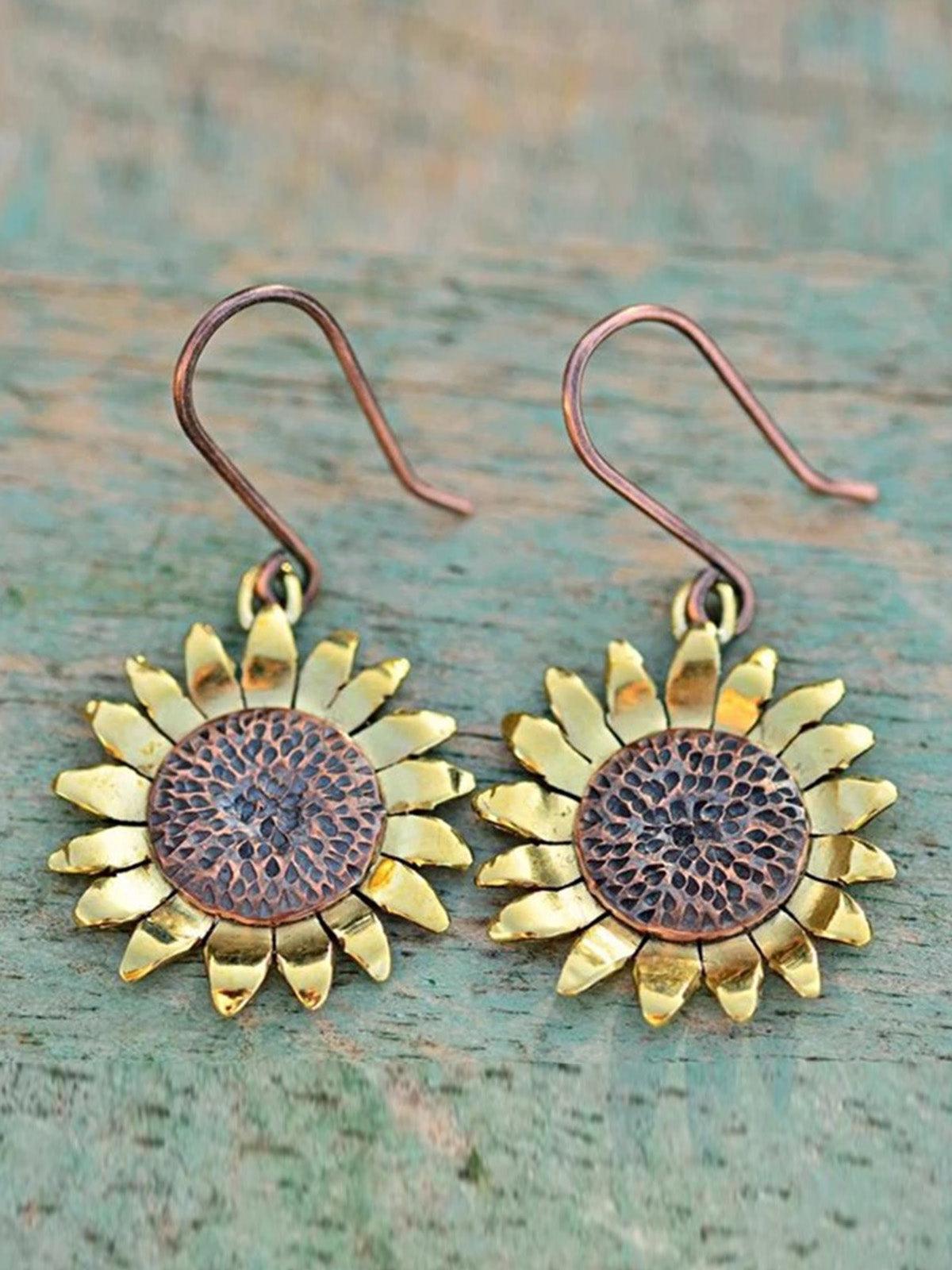 Mojoyce-Retro Sunflower Earrings