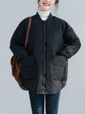 Mojoyce-Casual Loose Solid Color With Big Pocket Stand Collar Long Sleeves Padded Coat