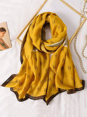 Mojoyce-H Print Warm Sun-Proof Silk Scarf