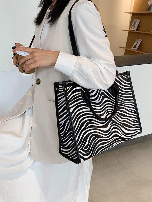 Mojoyce-Original Casual Zebra Striped Tote Bag