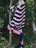 Mojoyce-Distressed Stripe Longline Sweater