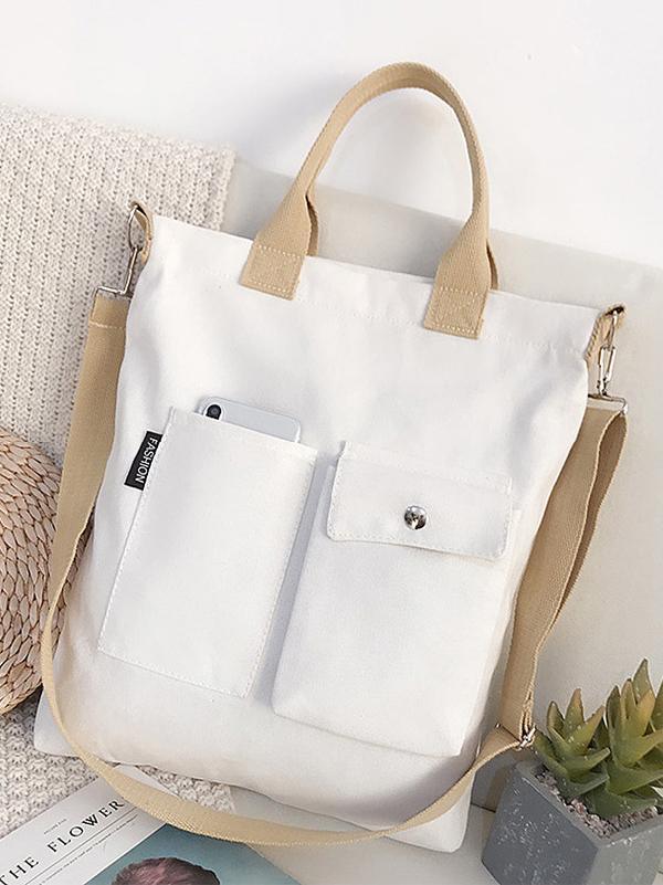 Mojoyce-3 Colors With-pockets Canvas Handbag