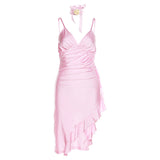 MOJOYCE-Women Summer Sexy y2k Fairy Dress Casual Loose Dress V-Neck Burden Slim-Fit Ruffled Mini Dresses