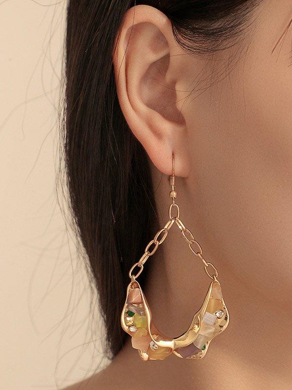 Mojoyce-Original Stylish Irregular Geometric Colorful Stone Chain Earrings