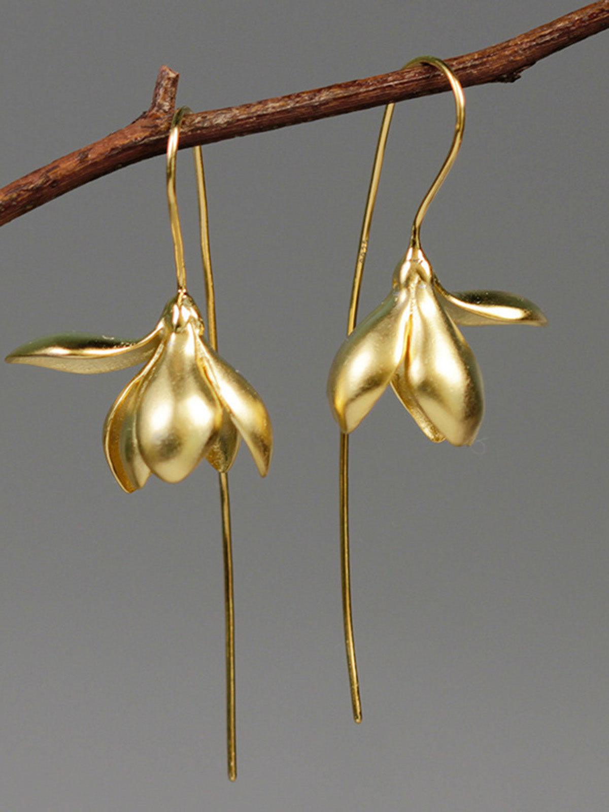 Mojoyce-Magnolia Natural Flower Earrings