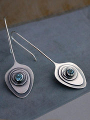 Mojoyce-Plated S925 Antique Silver Flower Earrings