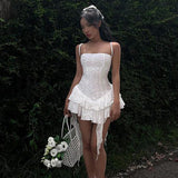 MOJOYCE-Graduation Gift Back to School Season Women Summer Sexy y2k Fairy Dress Casual Loose Dress Embroidery Cutout Irregular Hem Slim Mini Dress