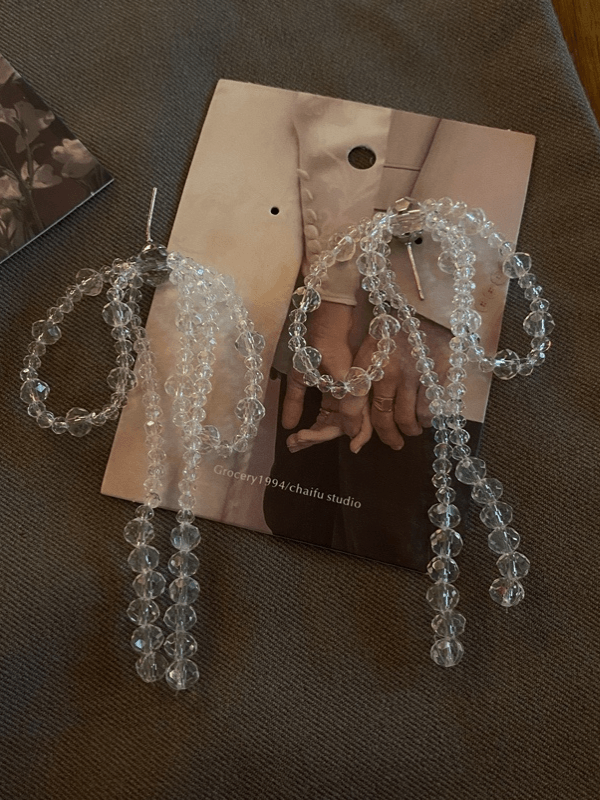 Mojoyce-Casual Crystal Bow-Embellished Earrings