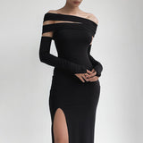 MOJOYCE-Women Summer Sexy y2k Fairy Dress Casual Loose Dress Solid High Slit Multi Wearing Design Bandeau Maxi Dress