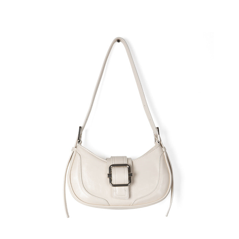 MOJOYCE-Buckled Strap Pu Leather Shoulder Bag