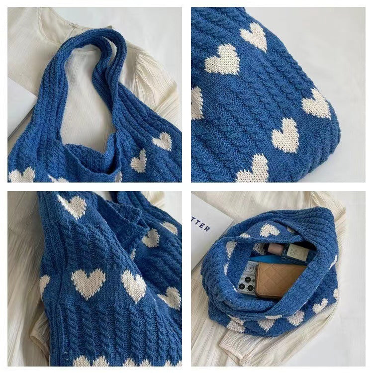 MOJOYCE-The Sweetheart Satchel Knitted Tote Bag