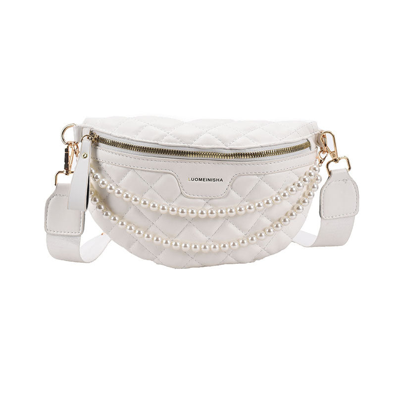 MOJOYCE-Leather Pearl One-shoulder Belt Bag