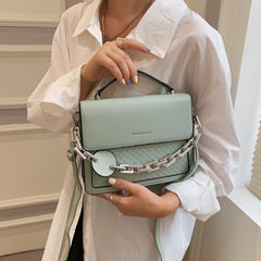 MOJOYCE-Solid Color Letter Flap Organ Crossbody Bag