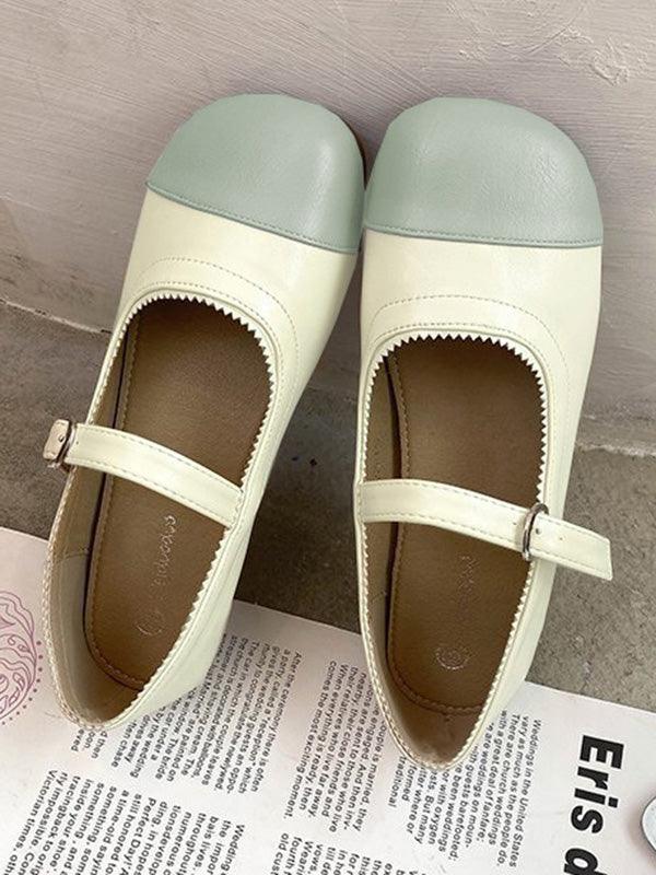 Mojoyce-Leisure Fashion Contrast Color Split-Joint Flat Heel Loafer Shoes